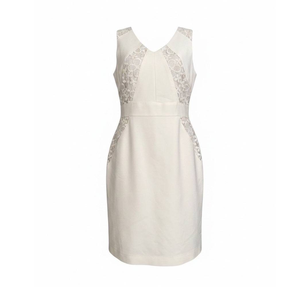 Antonio Melani Tisa Ivory Lace Sheath Dress Sleeveless V-Neck Cotton Blend 8 NEW